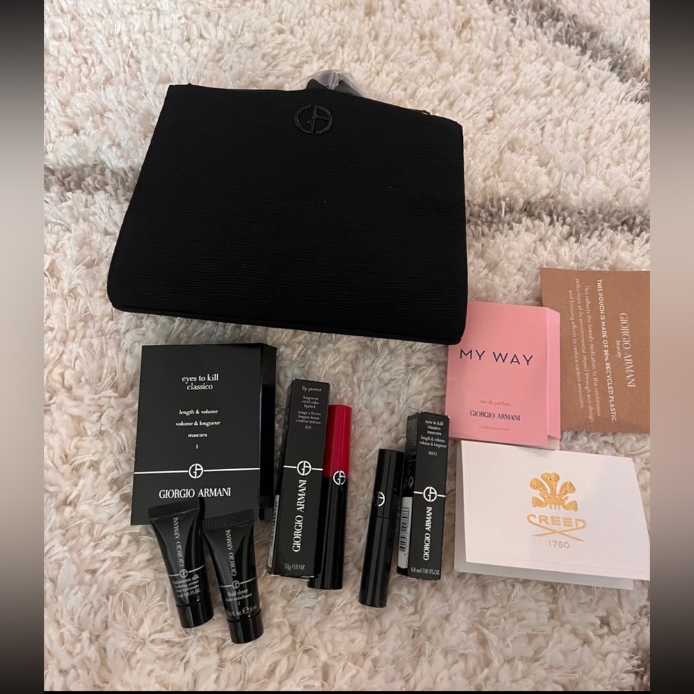 New Armani black cosmetic pouch with deluxe freebies